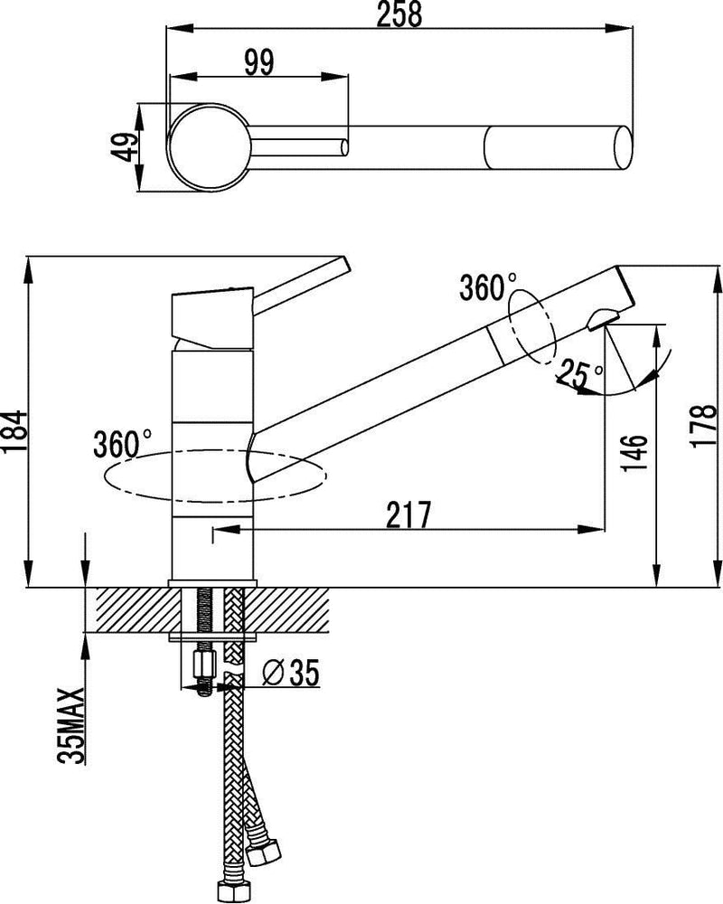 AquaSu Einhandmischer Barca für Küchenspüle | Chrom | Wasserhahn | Spüle, Barca