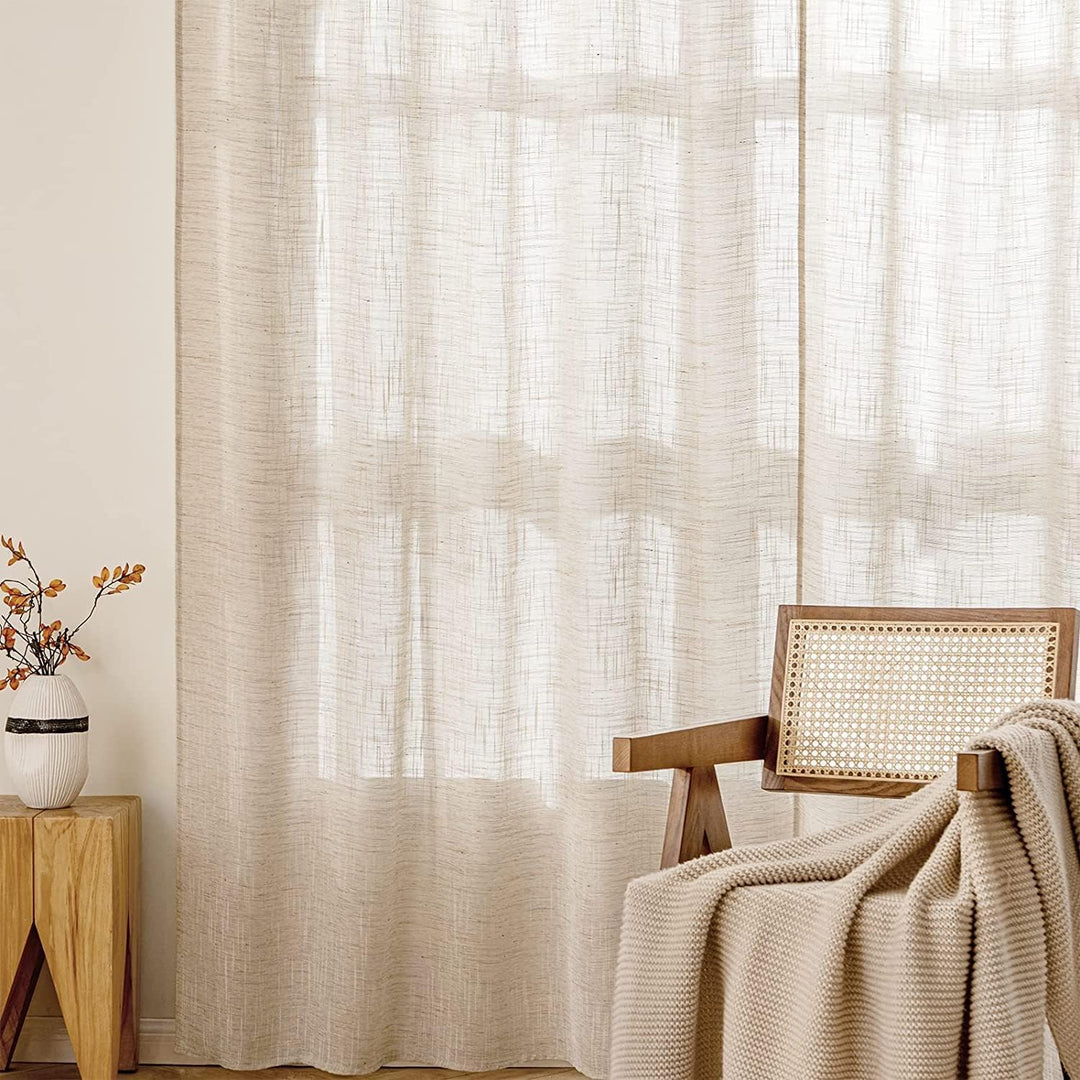 MIULEE Vorhang Gardinen Leinen mit ösen Voile Vorhänge Leinenoptik Gardinen Wohnzimmer Modern Fenste