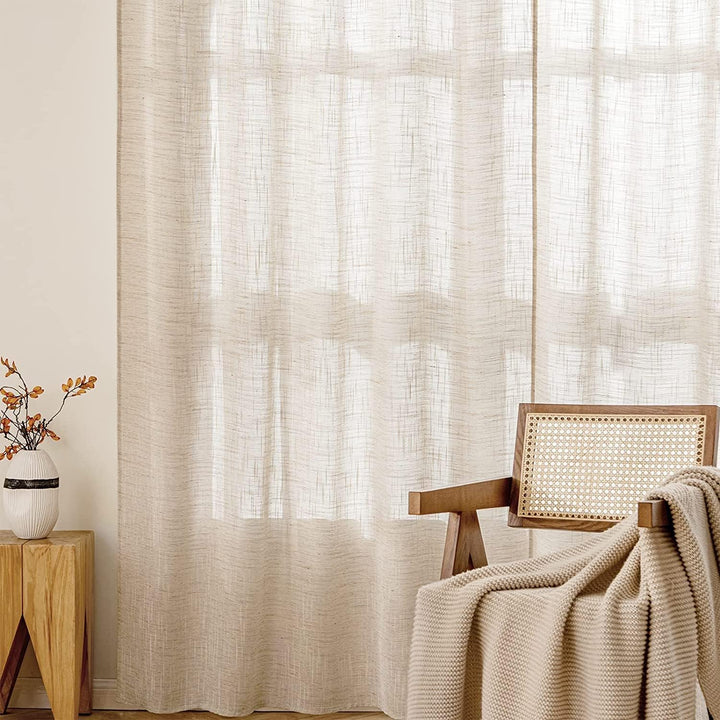 MIULEE Vorhang Gardinen Leinen mit ösen Voile Vorhänge Leinenoptik Gardinen Wohnzimmer Modern Fenste