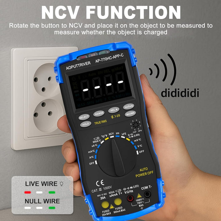 Multimeter Digital AP-770HC-APP 6000Counts Auto/Manueller Bereich Strommessgerät Multi Tester NCV St