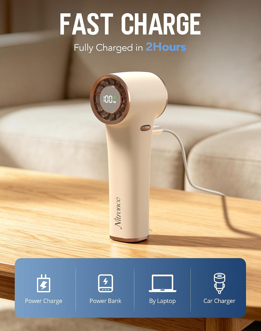 Mini Ventilator, 97g Ultra Leicht 20000RPM Portable Fan mit Bis Zu 10m/s Windgeschwindigkeit, USB-C