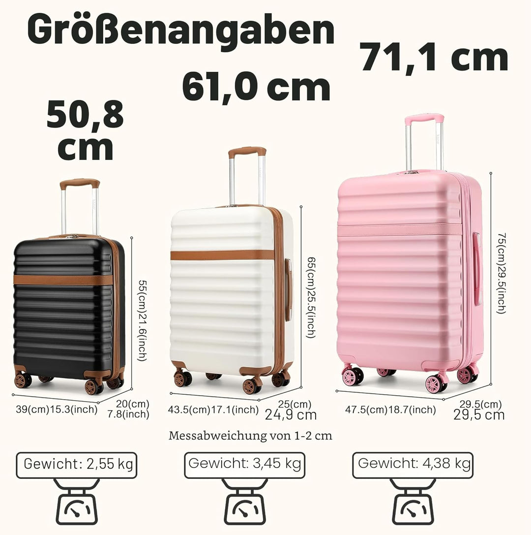 KONO Koffer Trolley Handgepäck Koffer Hartschalenkoffer aus ABS+PC leicht Reisekoffer mit 4 Rollen T
