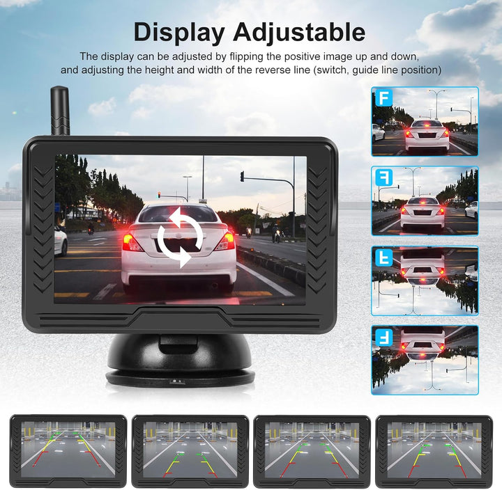 Hodozzy Digital Wireless Rückfahrkamera Set mit 5 Zoll IPS Bildschirm Monitor, AHD Reverse Camera Na