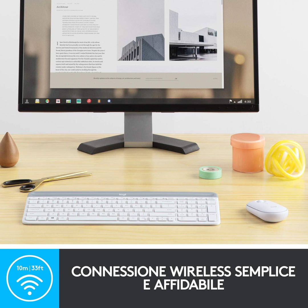 Logitech MK470 Slim Combo Kabelloses Tastatur-Maus-Set, 2.4 GHz Verbindung via Nano-USB-Empfänger, 1