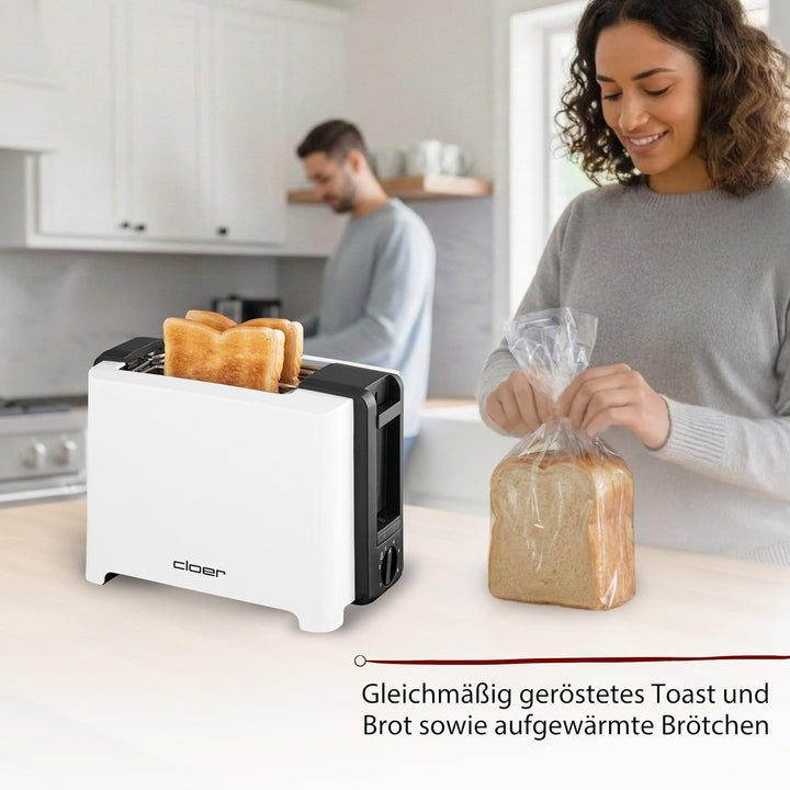 Cloer 3531 Full-Size Toaster für 2 XXL Toastscheiben, 750-900 Watt, Toast-Check-Funktion, Brötchenau