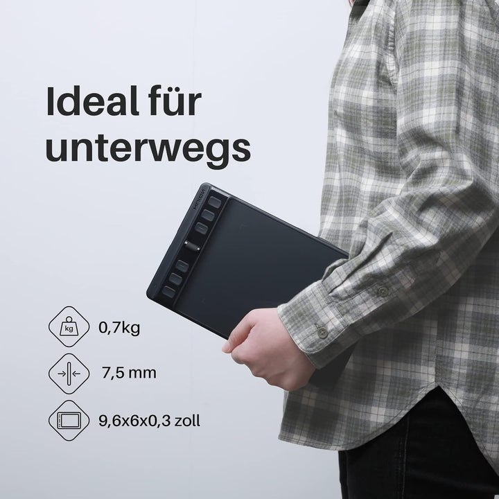 HUION Inspiroy 2 S Grafiktabletts, 6,3 x 3,9 Zoll Tragbares Zeichentablett mit 8192 Stufen batteriel