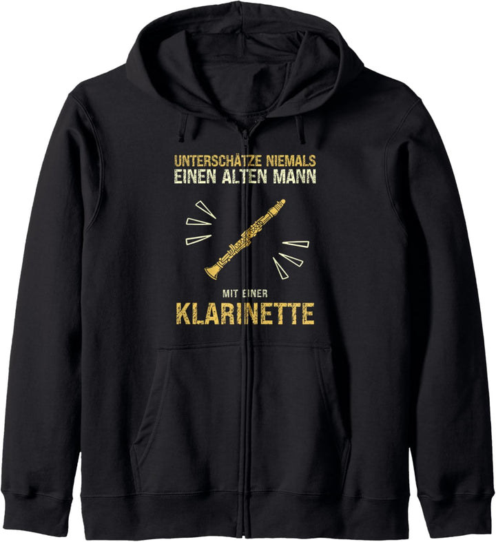 Unterschätze Niemals Alten Mann Klarinette Opa Papa Geschenk Kapuzenjacke