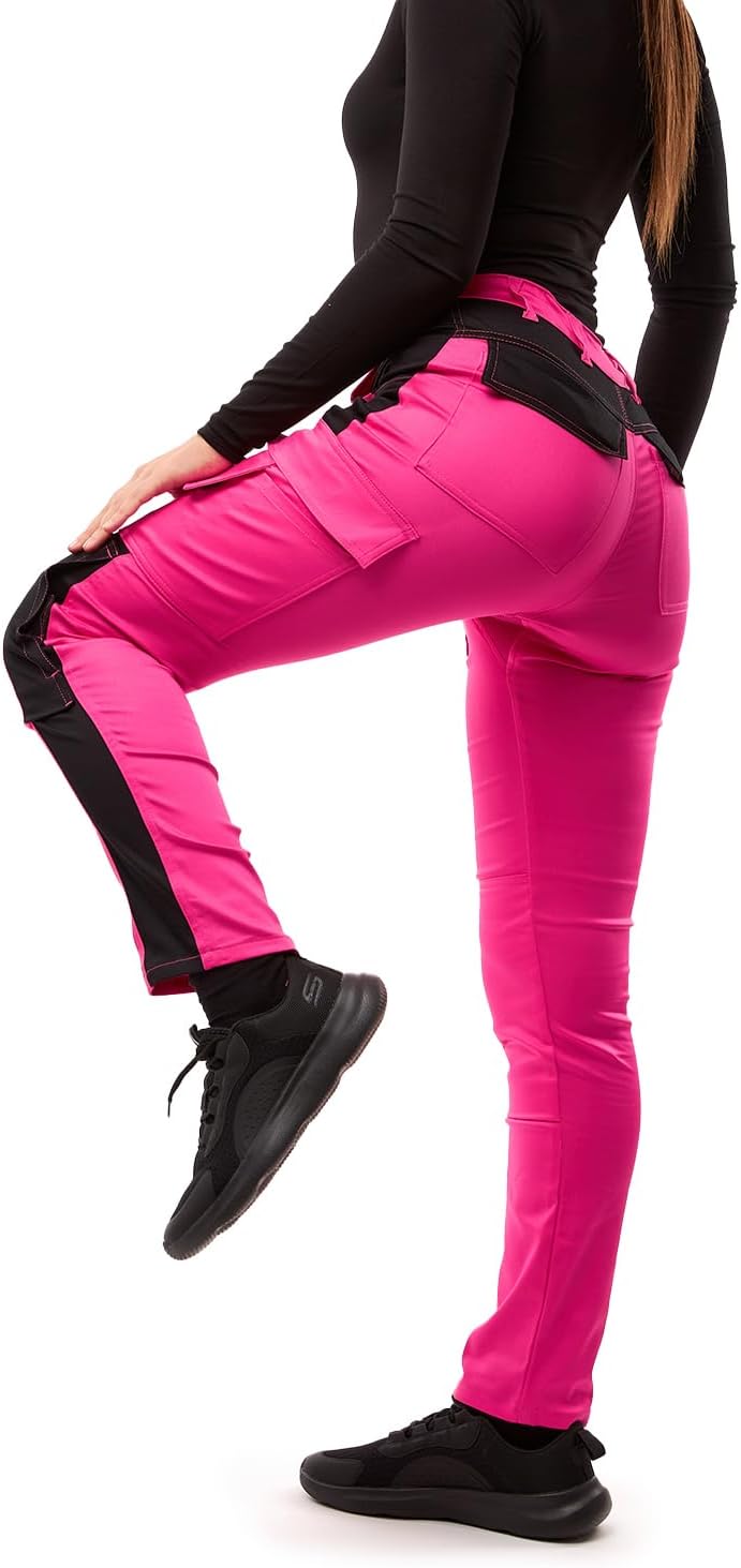 strongAnt Damen Arbeitshose komplett Stretch für Frauen Bundhose mit Kniepolstertaschen Schwarz Grau