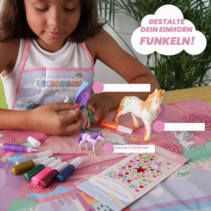 BONNYCO Einhorn Geschenk für Mädchen Malset 18, Bastelset Kinder mit Dunkeln Leuchtender Farbe. Mädc