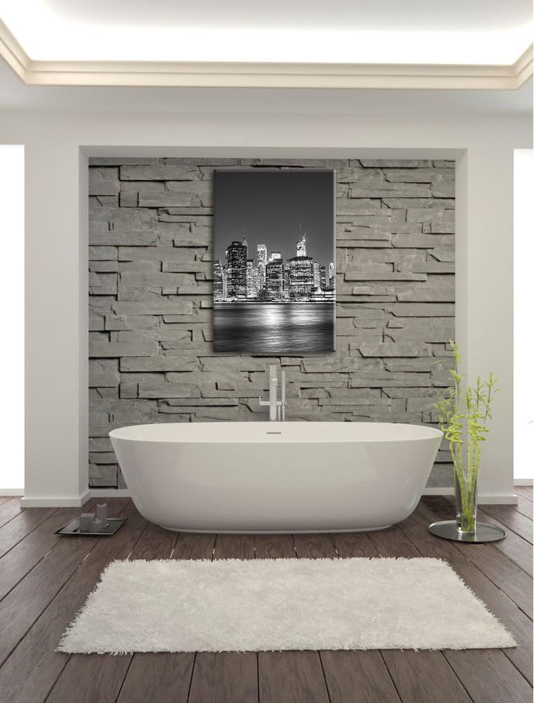 Pixxprint New York City, Format: 100x70 auf Leinwand, XXL riesige Bilder fertig gerahmt mit Keilrahm