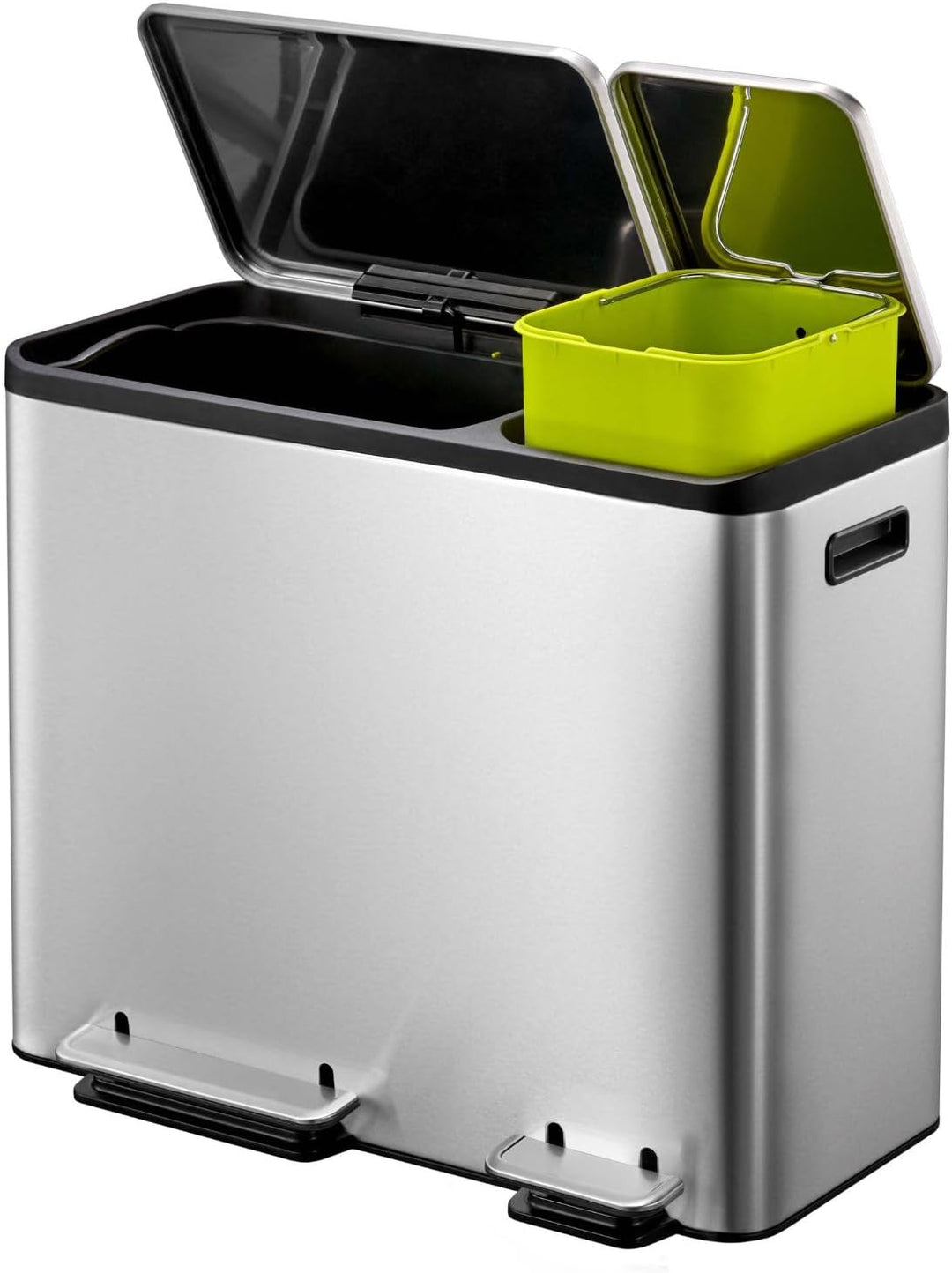 EKO Ecocasa Tretmülleimer Mülltrennsystem 30L + 15L (32,1 x 60,5 x 49,2 cm, Dämpfer-System, Fingerab