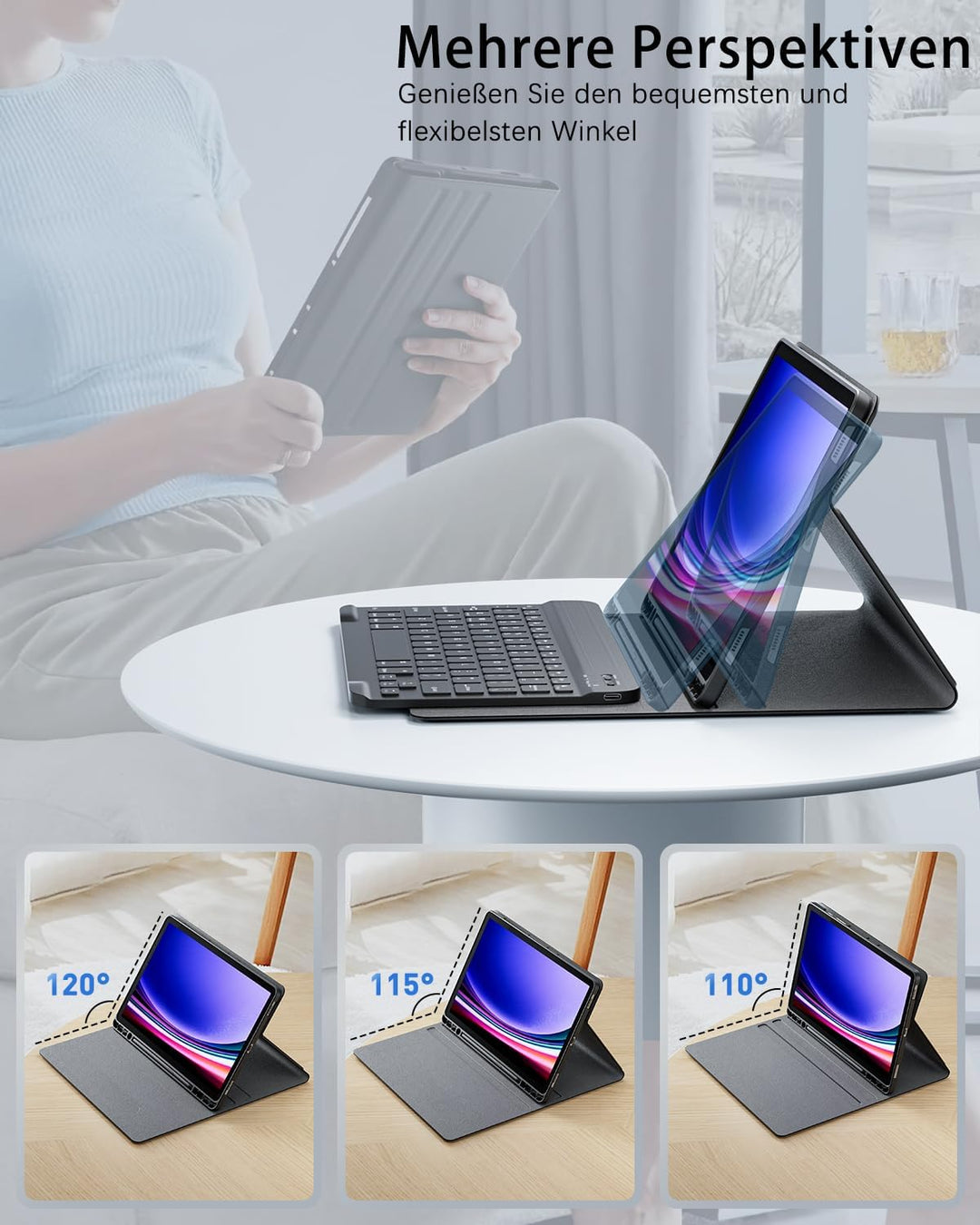 für iPad Pro 11 Zoll (4, 3, 2, 1 Generation-2022/2021/2020/2018) Hülle mit kabellose Bluetooth Deuts