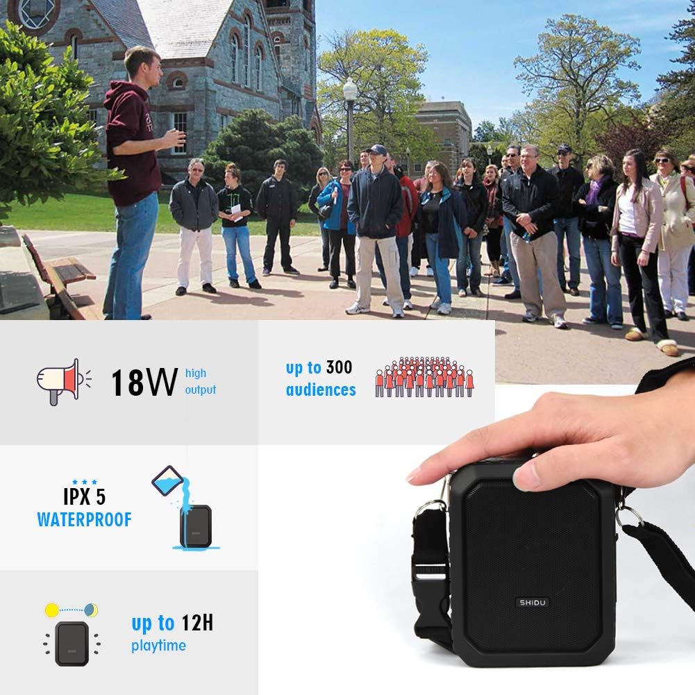 Sprachverstärker mit Mikrofon Headset SHIDU Mini Stimmverstärker Kabellos 18W 4400mAh Bluetooth Trag