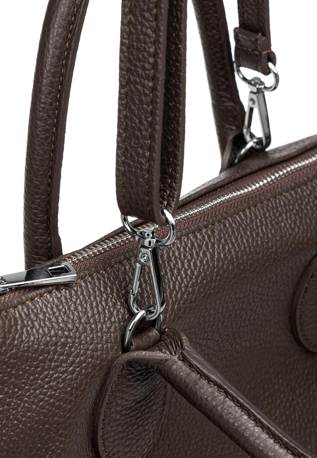 Caspar TL812 klassisch elegante Damen Leder Handtasche Einheitsgrösse Dunkelbraun, Einheitsgrösse Du
