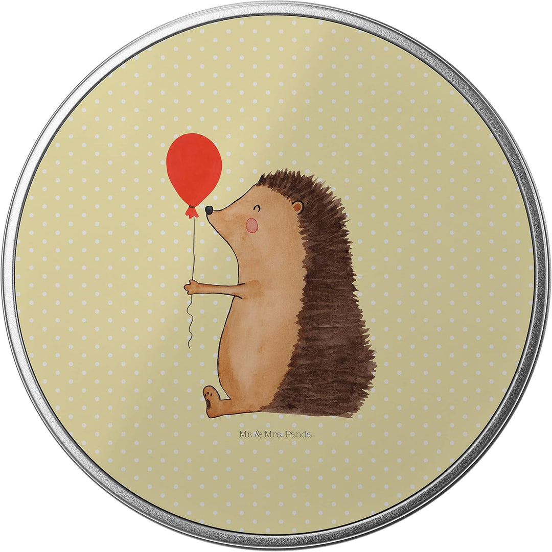 Mr. &amp; Mrs. Panda Blechdose rund Igel Luftballon - Geschenk, lustige Sprüche, Vorratsdosen mit Deckel