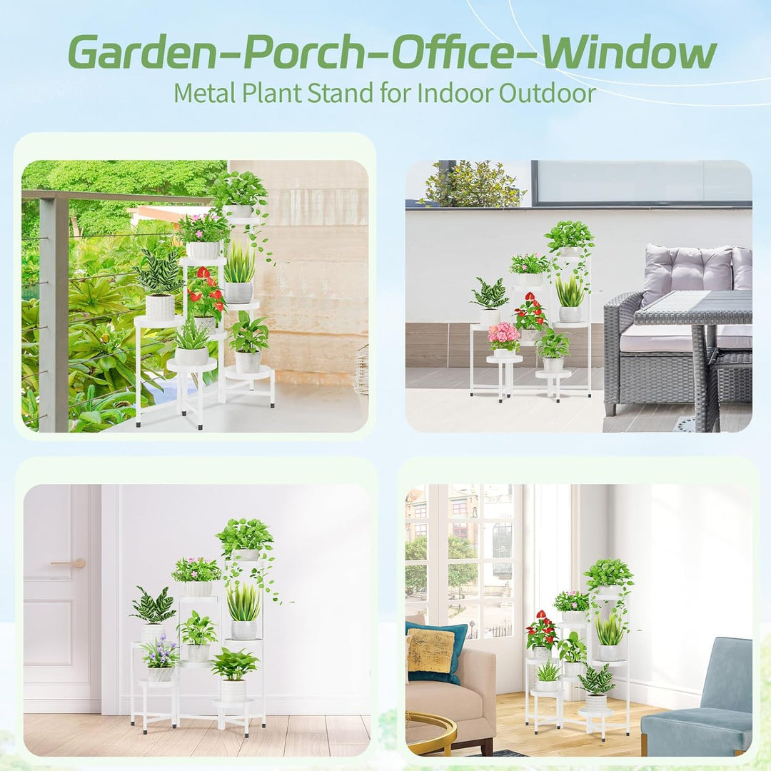 iDavosic.ly 7 Etagen Metall Pflanzenständer Blumentopfständer, Mehrstöckig Pflanzenregal Blumenregal