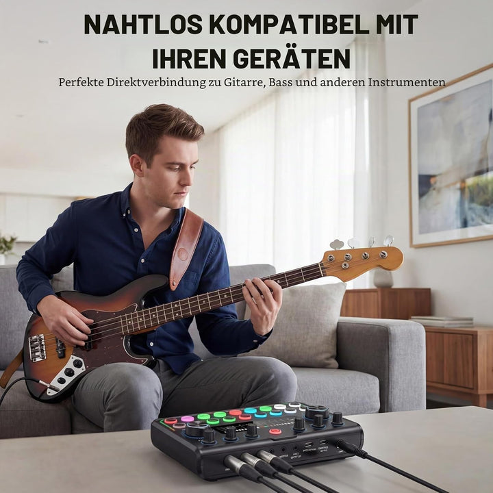 Podcast Equipment Bundle - Podcast Mikrofon Set, Mixer Kit mit Live Soundkarte, for Streaming Singin