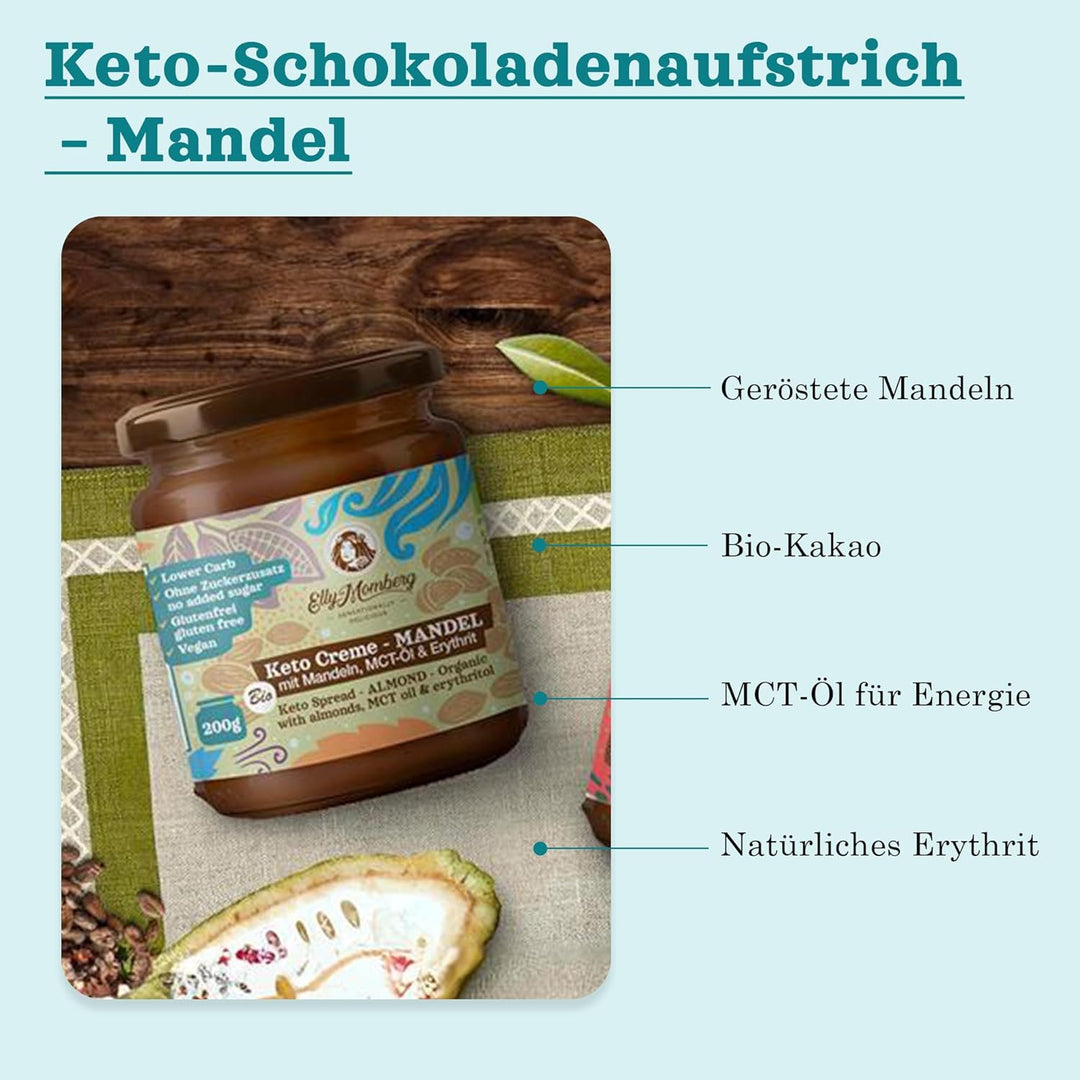 Elly Momberg - Bio-Keto-Schokoladenaufstrich Mandel mit MCT Öl, Für Low Carb & Keto Ernährung - ohne