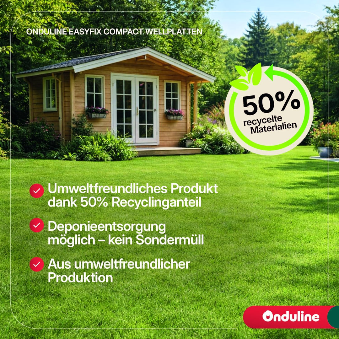Onduline–EASYFIX COMPACT Dachplatten Bitumenwellplatten Schwarz-Trapez-Dachsystem einfach zu Verlege