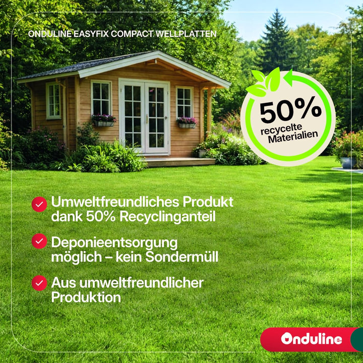 Onduline–EASYFIX COMPACT Dachplatten Bitumenwellplatten Schwarz-Trapez-Dachsystem einfach zu Verlege