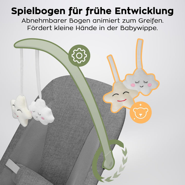 Tulano Moon 50 | Babywippe für Neugeborene, Babyschaukel ergonomisch mit verstellbarer Rückenlehne,