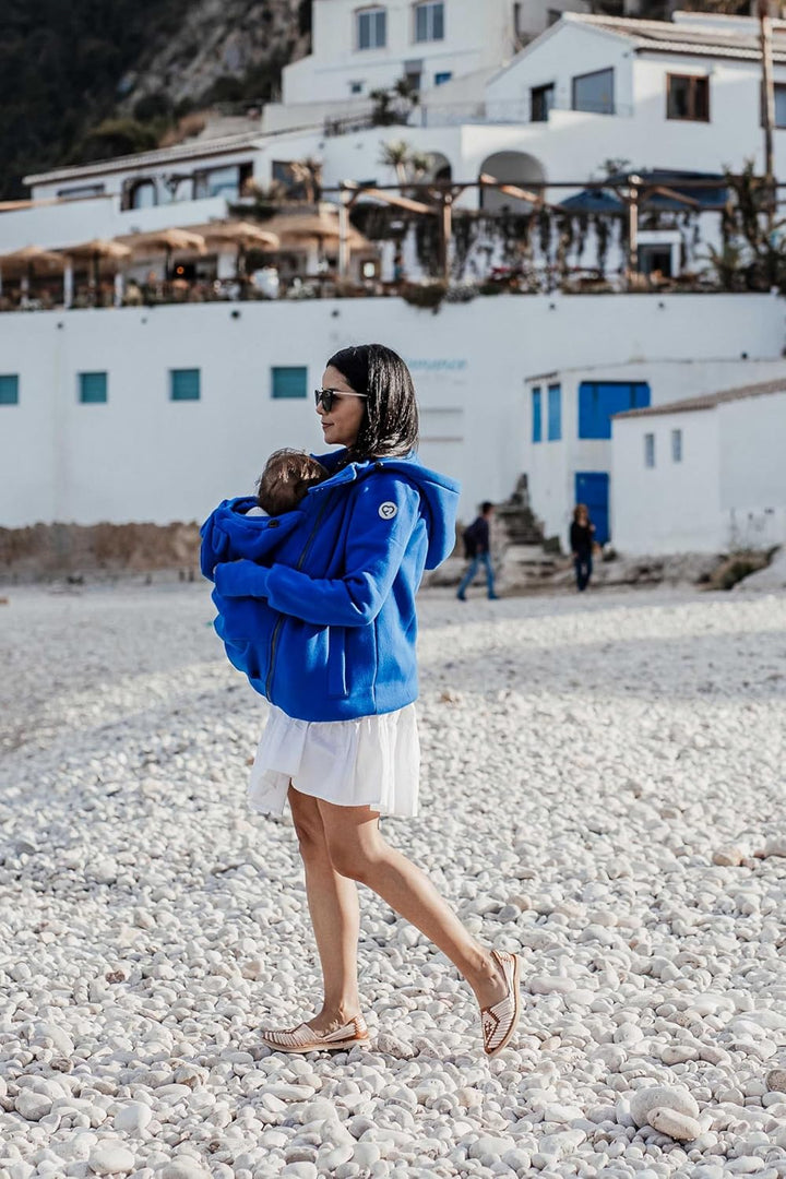fun2bemum Pola 4in1 Baby Tragejacke für Mama Känguru Kapuze VORNE/HINTEN XXL Cobalt, XXL Cobalt