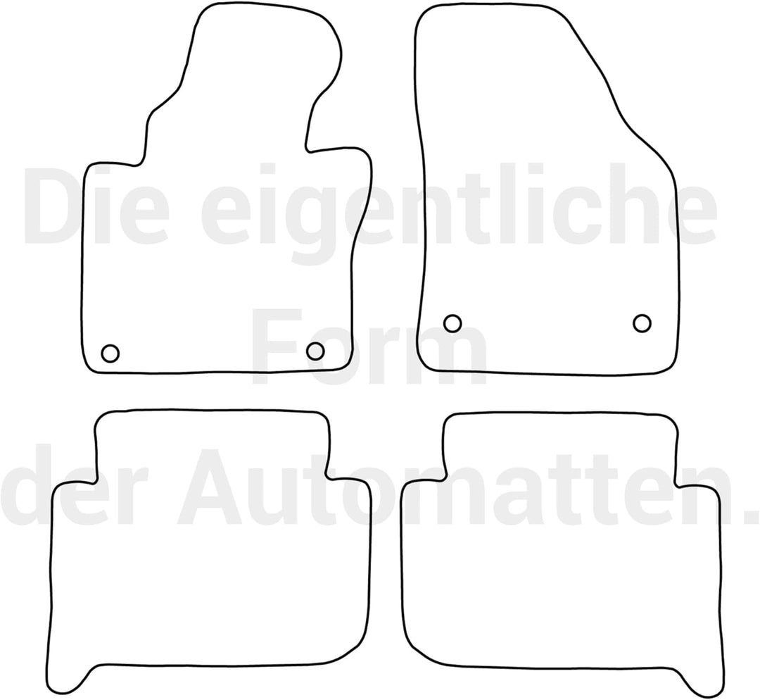 moto-MOLTICO Fussmatten Auto Velours Autoteppiche Schwarz Automatten Set 4-teilig passend für VW Tou