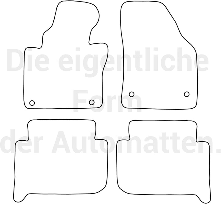 moto-MOLTICO Fussmatten Auto Velours Autoteppiche Schwarz Automatten Set 4-teilig passend für VW Tou