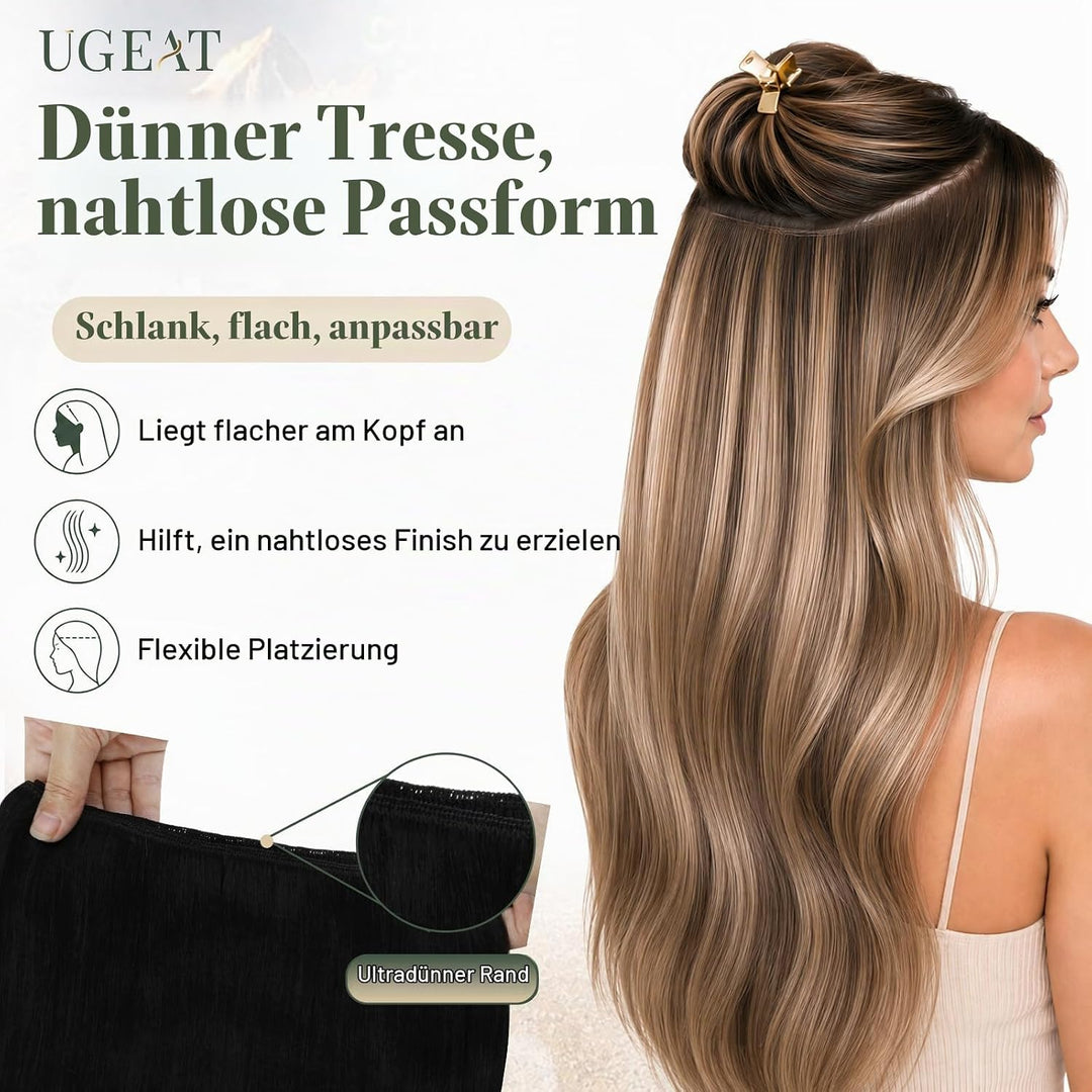 Ugeat Tressen Extensions Echthaar Schwarz 