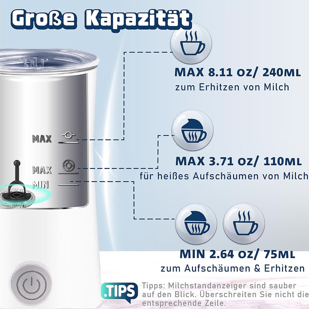 Huogary Milchaufschäumer Einfacher Milchaufschäumer und Dampfer 2-in-1 Milchdampfer mit heissem Milc