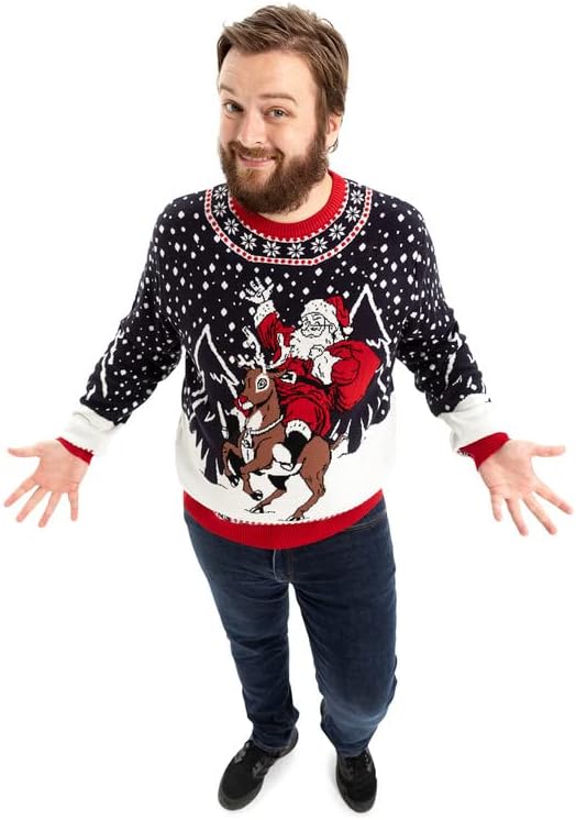 OFF THE RACK Unisex Herren Damen Weihnactspullover Lustig LED Leuchtende Ugly Christmas Sweater Stri