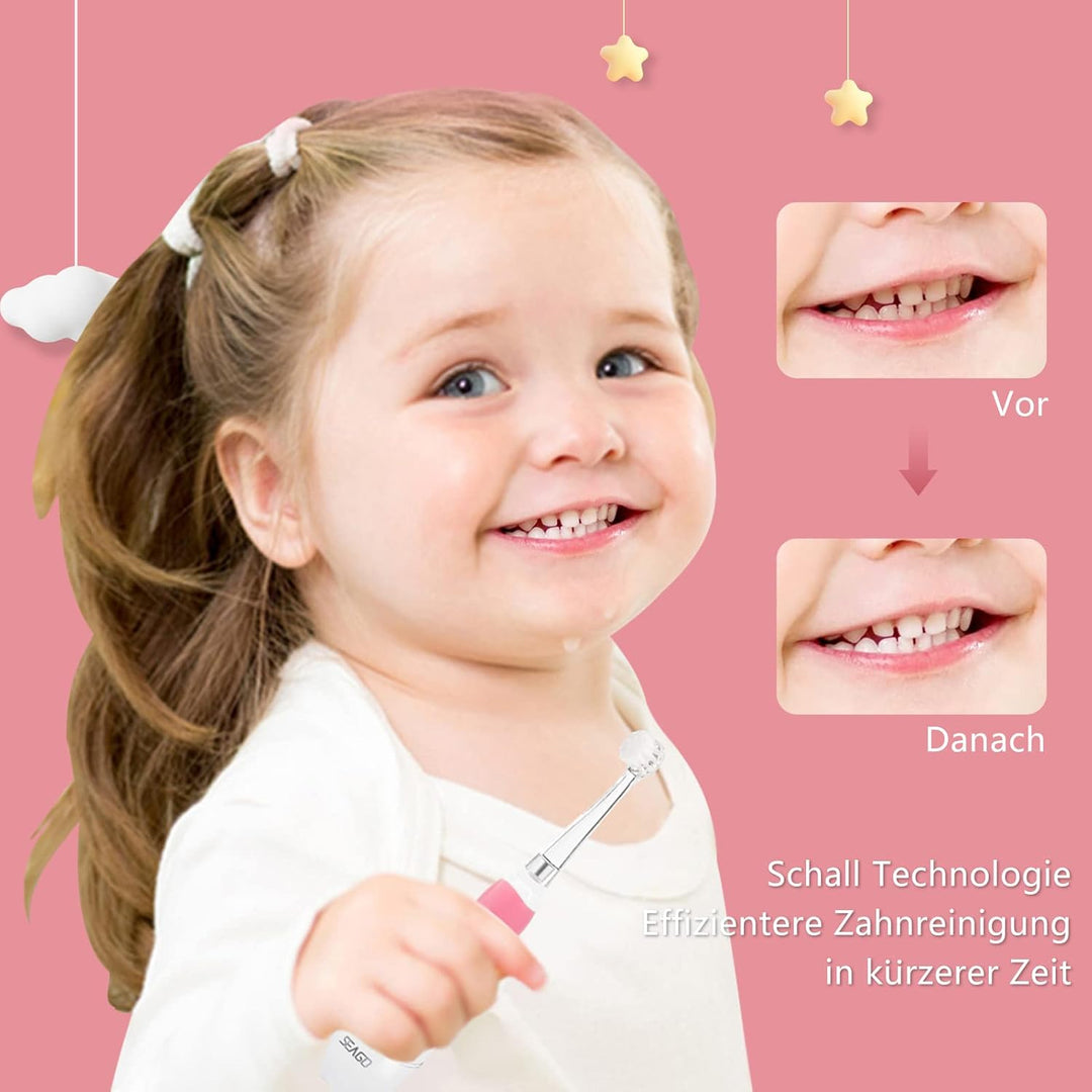SEAGO SG-513 Elektrische Zahnbürste Kinder Baby Kinderzahnbürste Elektrisch ab 0-3 Jahre mit LED Lic
