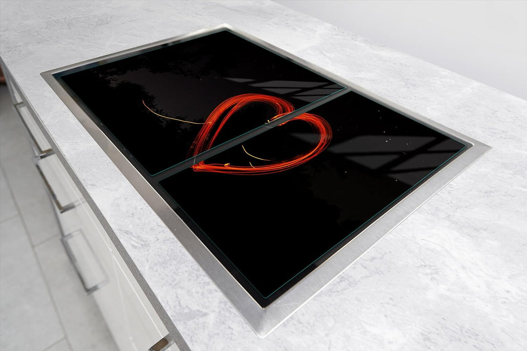 TMK ArtDeko Herdabdeckplatte 2 Teilig 40x52 + 35x52 cm - Spritzschutz Herdabdeckung – Herdschutz aus