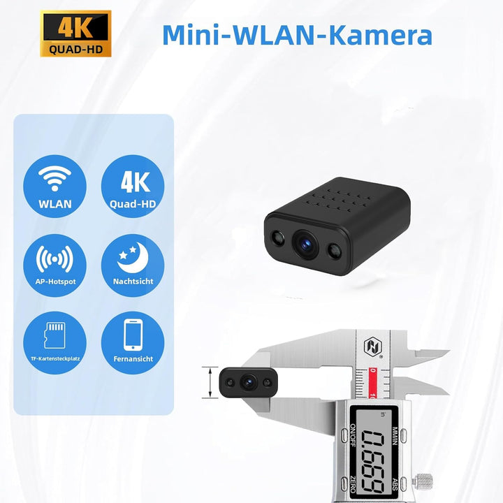 Mini Kamera, 4K HD WLAN Überwachungskamera mit Nachtsicht, Bewegungserkennung, Remote Viewing für Si