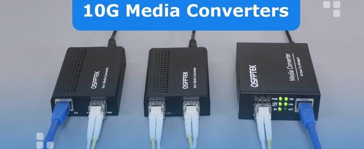 QSFPTEK 10G Media Coverter, 10 Gigabit Fiber to 10G Copper UTP Ethernet Media Converter, Unmanaged 1