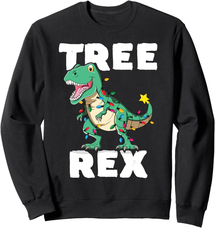 Weihnachts-Dinosaurier-Baum Rex T-Rex Herren Jungen Weihnachtslichter Sweatshirt