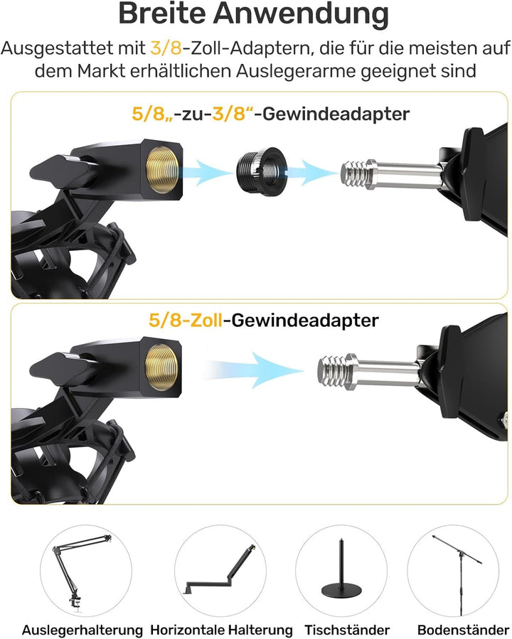 AT2020 Mikrofonspinne, Kompatibel mit Audio-Technica AT2020USB+, AT2035 & ATR2050, Mikrofon-Stossdäm