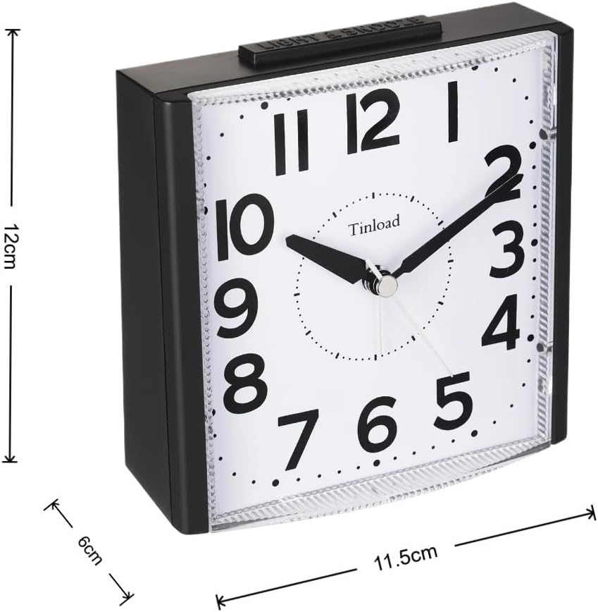 Tinload Analog Seniorenwecker mit Nachtlicht, 4.7 Zoll grosses Zifferblatt, Tischuhr mit Schlummerfu
