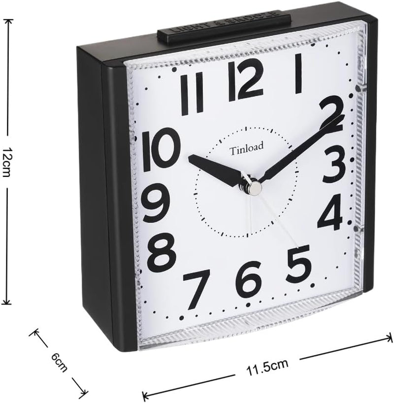 Tinload Analog Seniorenwecker mit Nachtlicht, 4.7 Zoll grosses Zifferblatt, Tischuhr mit Schlummerfu