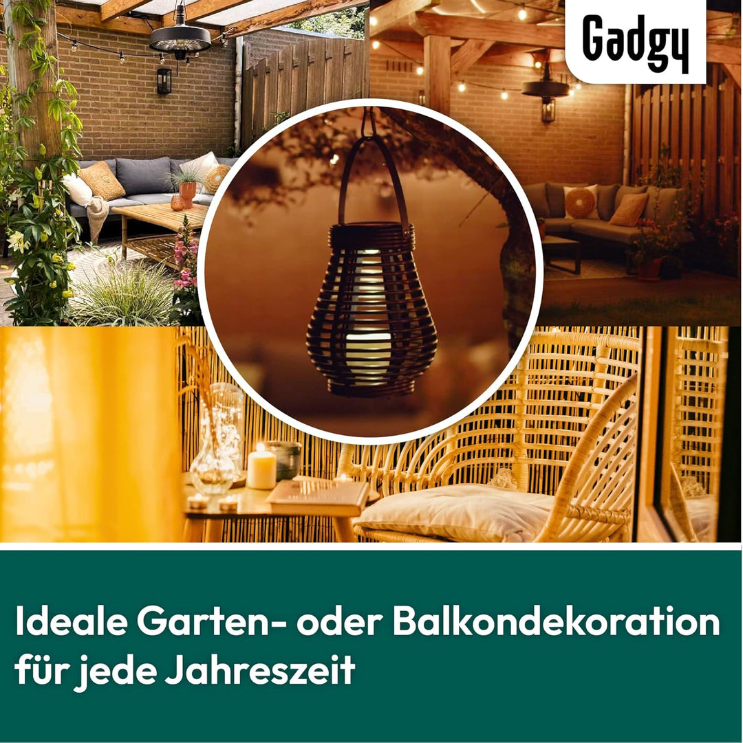 Gadgy Solar Laternen für Aussen - 2er Wetterfeste LED Deko-Lampen in Tropfen- & Kugelform - Solarleu