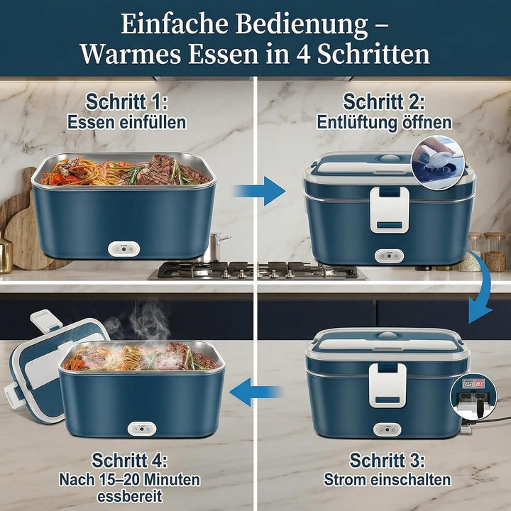 Elektrische Lunchbox 100W 3-in-1 12V/24V/220V Lunchbox Elektrisch 1,8L Grosskapazität Leicht zu Rein