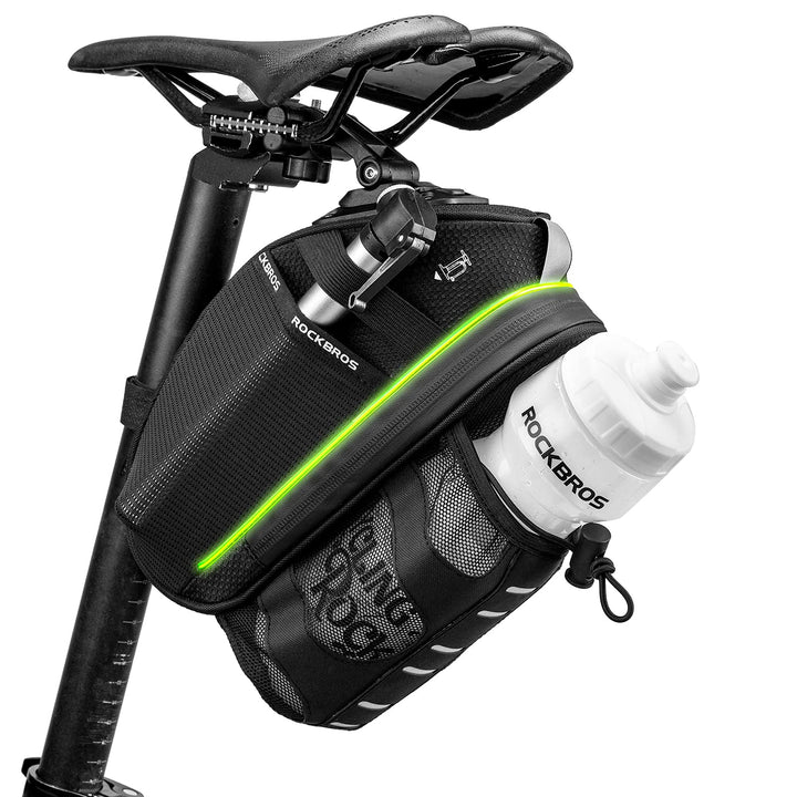 ROCKBROS Fahrrad Satteltasche 1,5L Kratzfest Fahrradtasche mit Flaschenhalter Fahrradsitz Tasche für