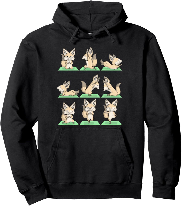 Fennec Fox Yoga Pose Zen Cute Workout Exercise Yogi Funny Pullover Hoodie