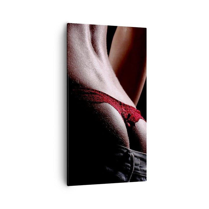 Bilder auf Leinwand 55x100cm Leinwandbild mit Rahmen Frau Körper String Gross Wanddeko Bild Schlafzi
