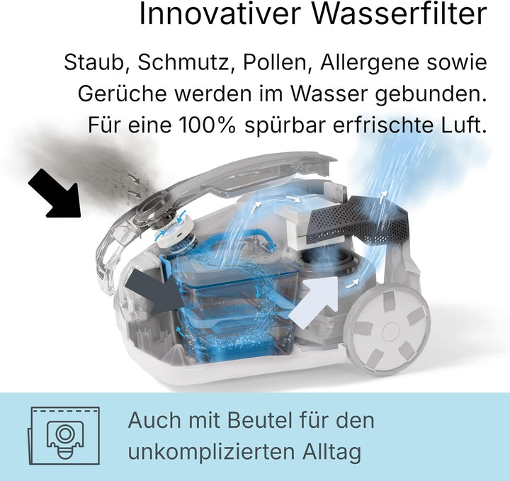 THOMAS 788577 Multiclean Staubsauger, Aqua+, Staubsauger ohne Beutel, 48,6 x 31,8 x 30,06 cm, Mint G