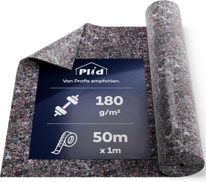 BODENMEISTER BM18050 Malervlies Abdeckvlies 50m x 1m 180gr, grau, 1 Stück (1er Pack), 1 Stück (1er P