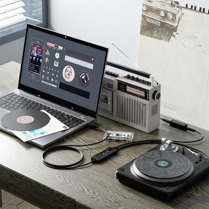 DigitalLife USB Audio Capture Grabber with 3.5mm & R/L Stereo Input - Audio Digitizer, AV202-B, AV20