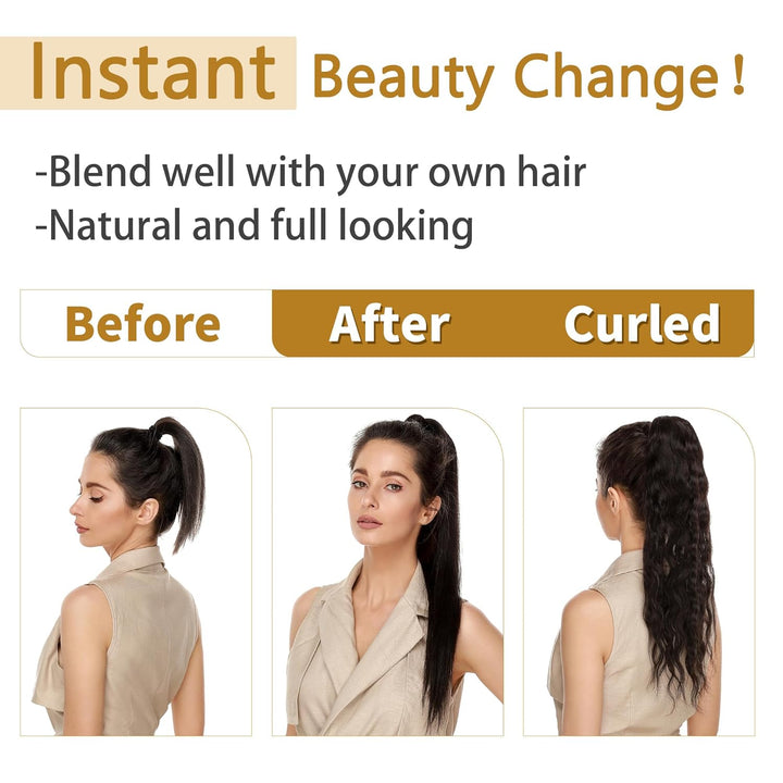 SEGO Ponytail Pferdeschwanz Haarteil Echthaar Zopf Extensions Haarverlängerung Clip in Pony Remy Hai