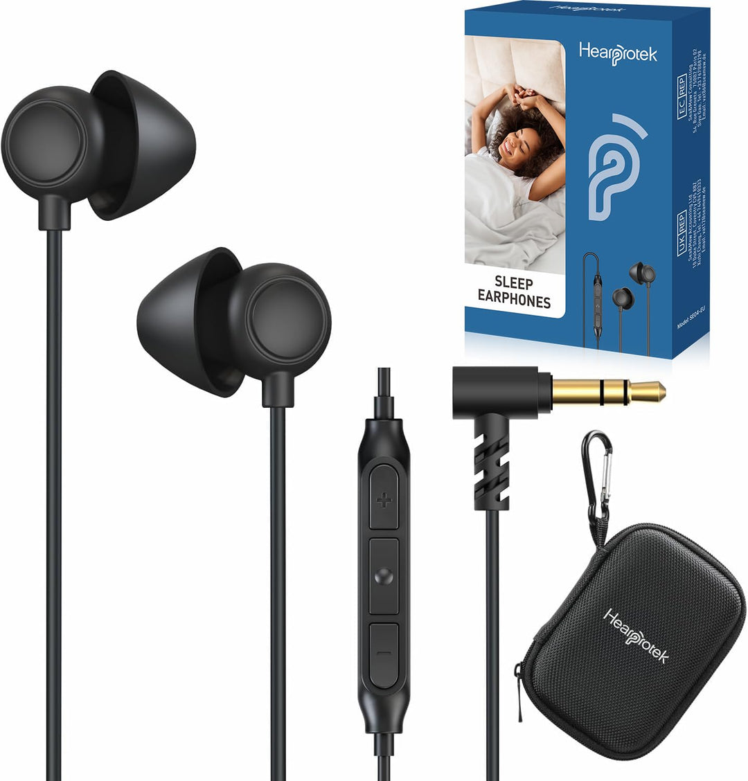 Hearprotek 2 Paar Schlaf Ohrhörer, Weicher bequemer In-Ear-Kopfhörer mit Mikrofon,Low-Profile-Kopfhö