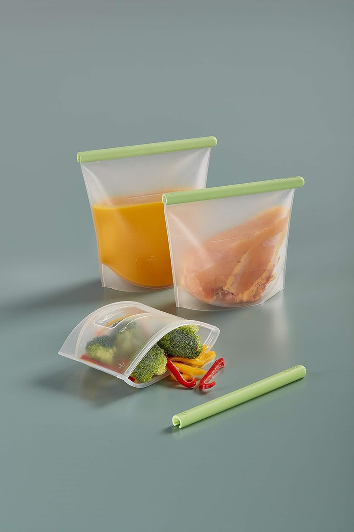 Lékué Silikonbeutel, 3er-Set, wiederverwendbar, grün Kit Grün, Kit Grün